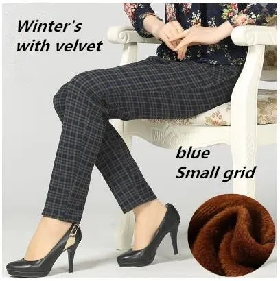 High Waist Poly-Spandex Wool Mid-Rise Pocket Plus Size Pencil Pants