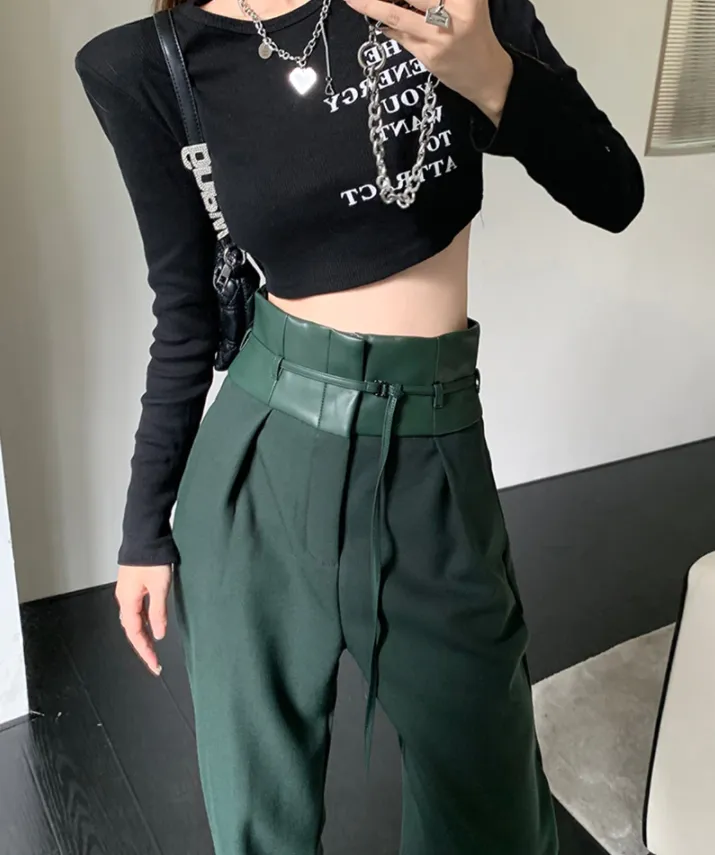 High-Waisted Pants With Waistbelt