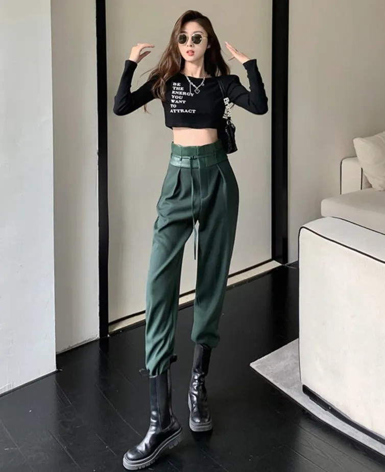 High-Waisted Pants With Waistbelt