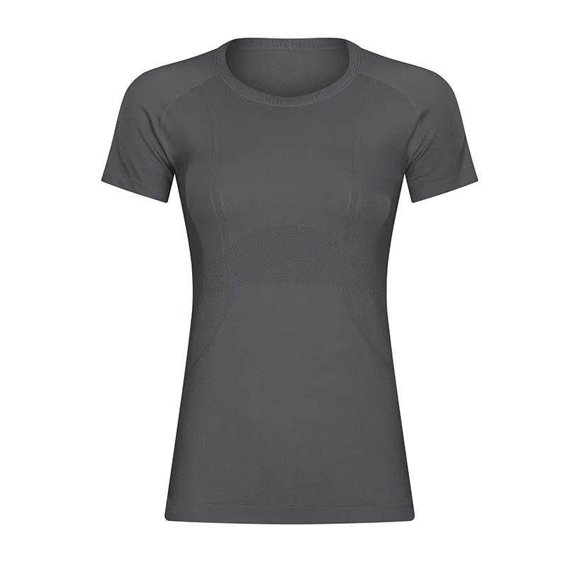 Hzori Spring/Summer New Nude Feel round Neck Yoga Clothing Top Lightweight Breathable Sports T-shirt Running Fitness Yoga Short Sleeve