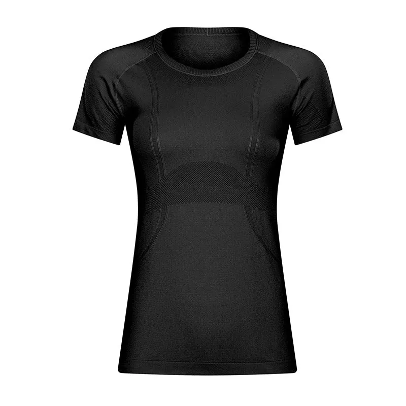 Hzori Spring/Summer New Nude Feel round Neck Yoga Clothing Top Lightweight Breathable Sports T-shirt Running Fitness Yoga Short Sleeve