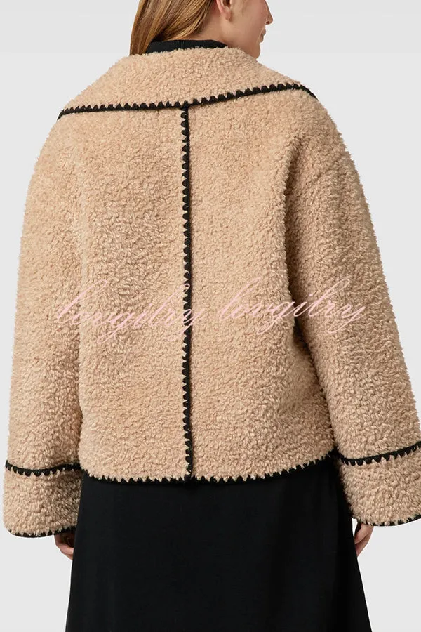 Lamb Wool Casual Lapel Loose Pocket Coat