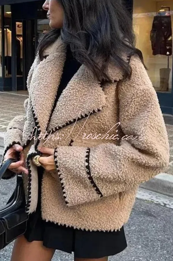 Lamb Wool Casual Lapel Loose Pocket Coat