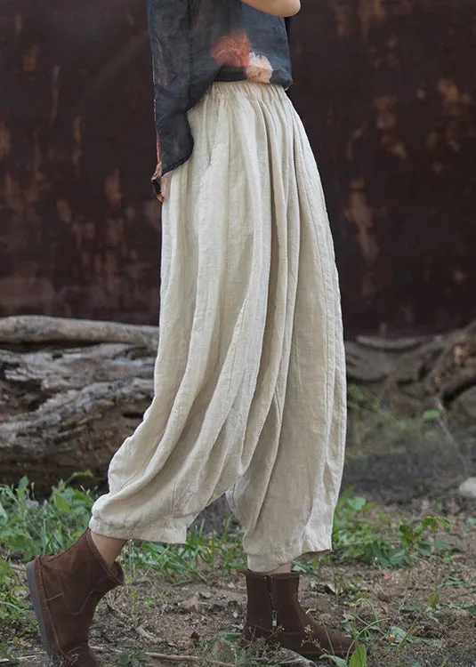 Linen Wrinkled Patchwork High Waist Wide Leg Pants ML2332