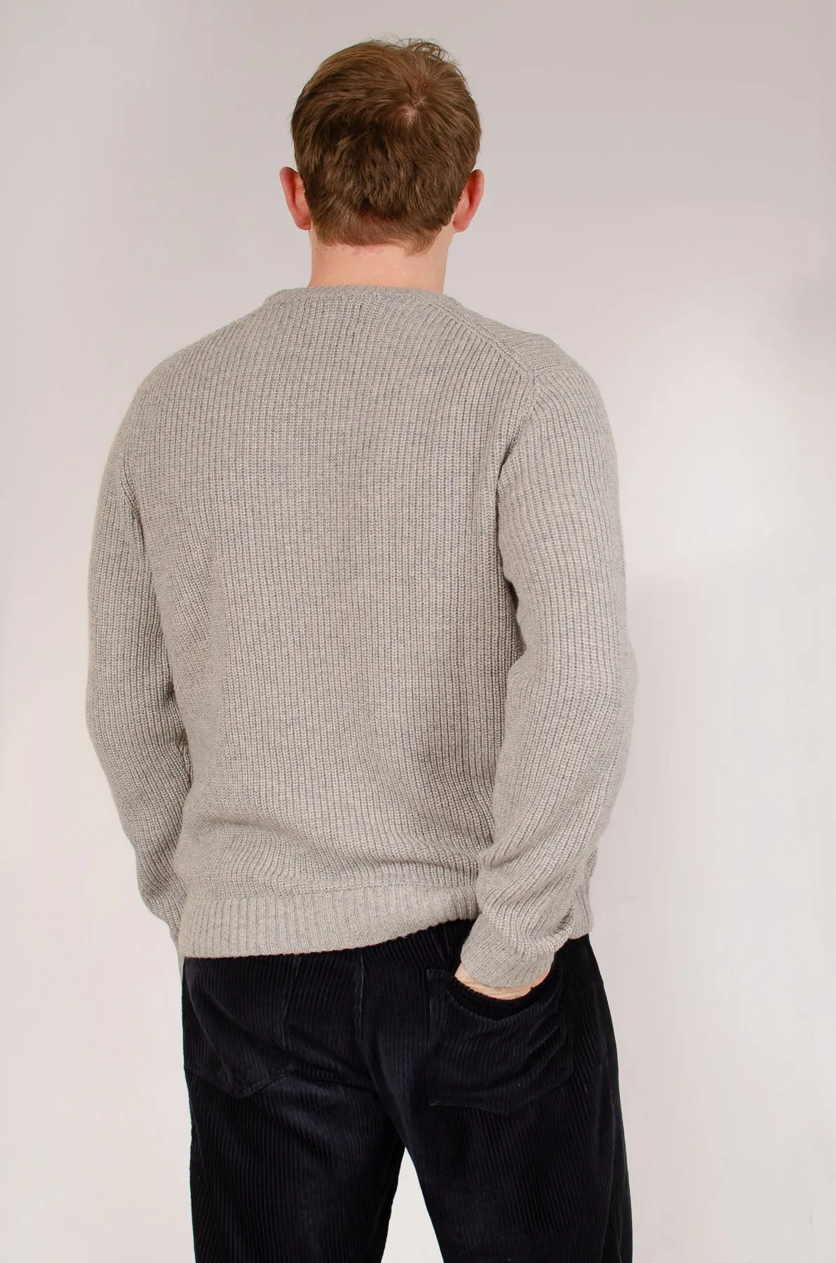 Mens Lambswool Ribbed Knit Jumper