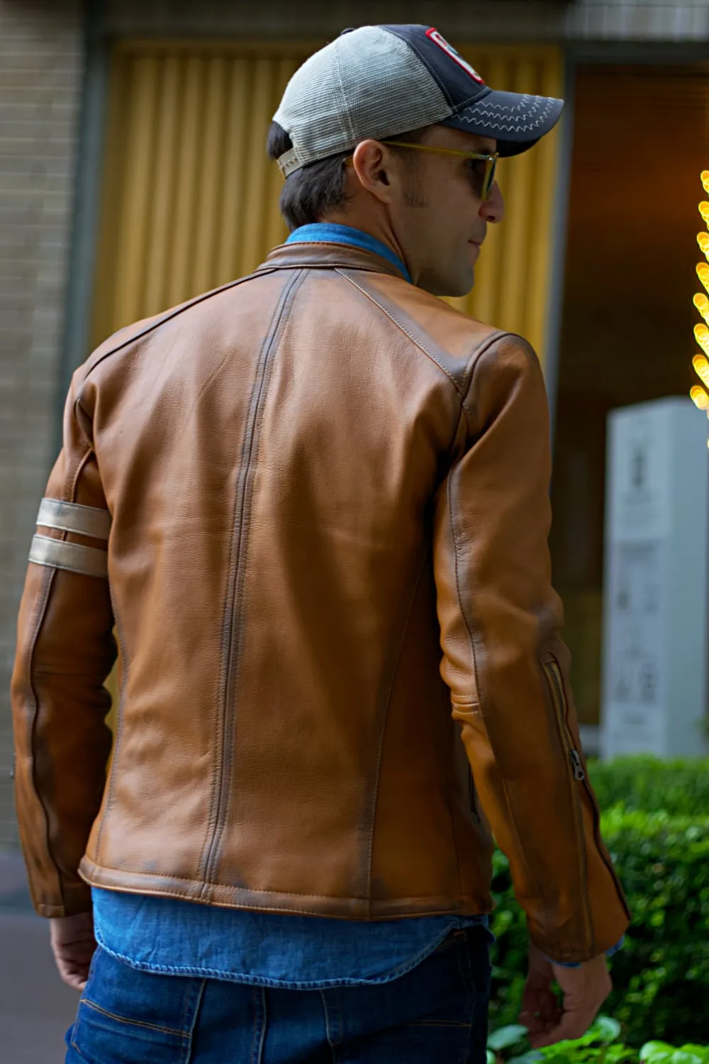 MUSTANG HB Leather Jacket - Special Edition - Amber with Stripes