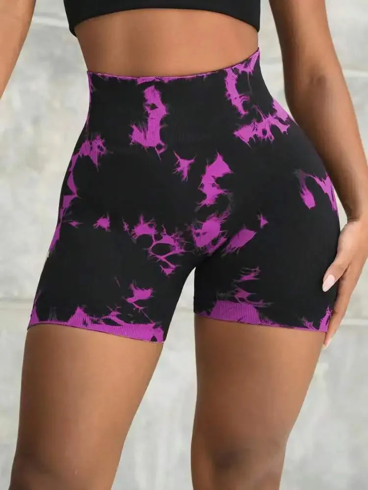 New Seamless Tie Dye Push Up Yoga Shorts