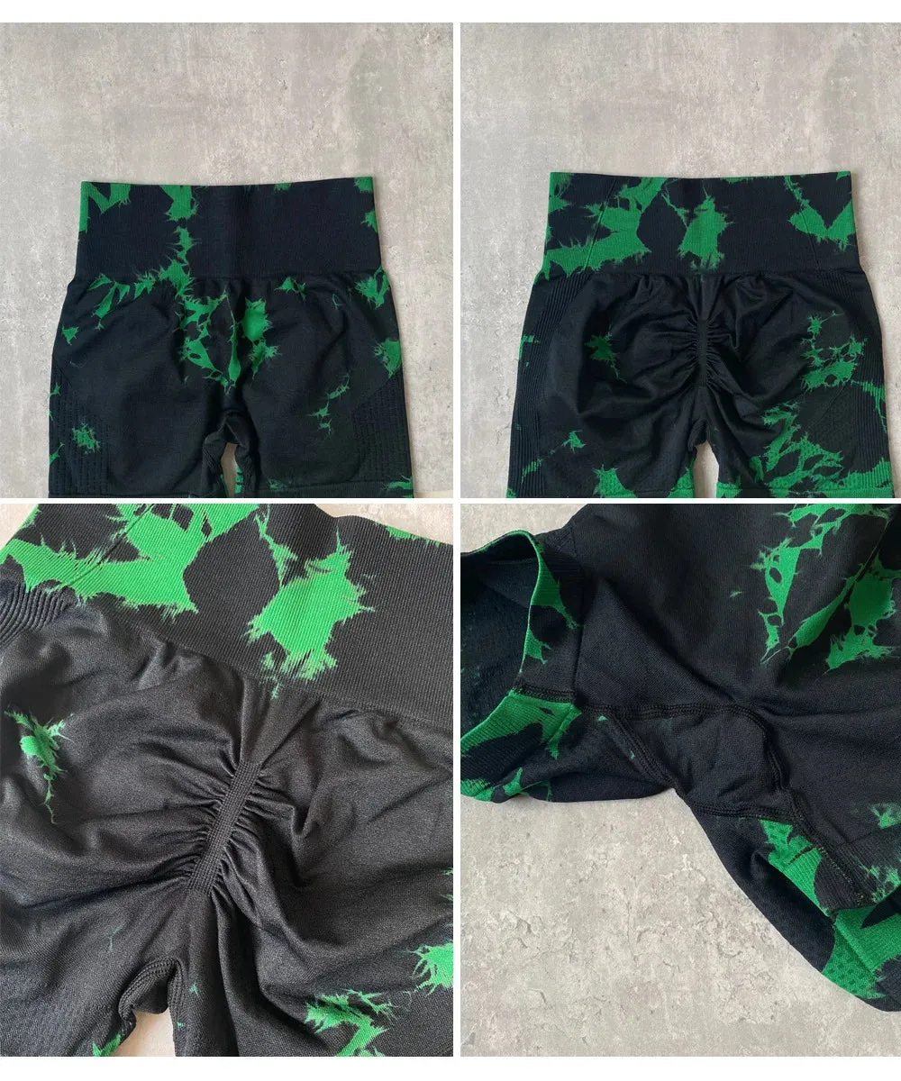 New Seamless Tie Dye Push Up Yoga Shorts