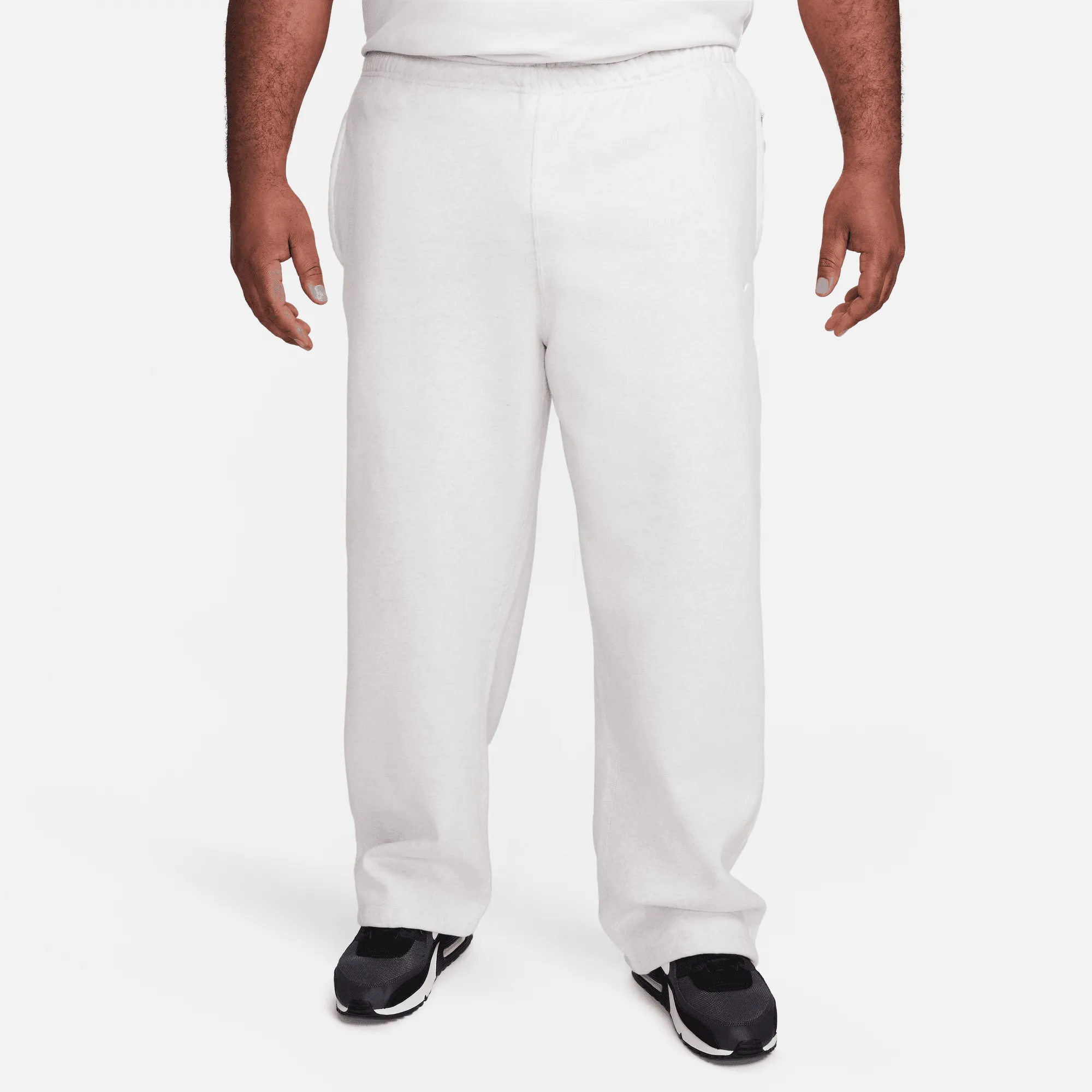 Nike Solo Swoosh White Open Hem Fleece Pants