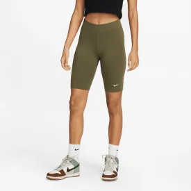 Nike Women's Sportswear Essential Dark Green Mid-Rise Biker Shorts