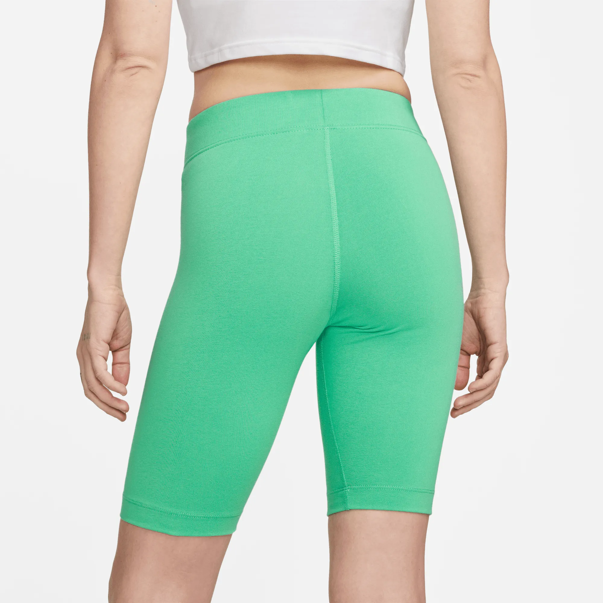 Nike Women's Sportswear Essential Green Mid-Rise Biker Shorts