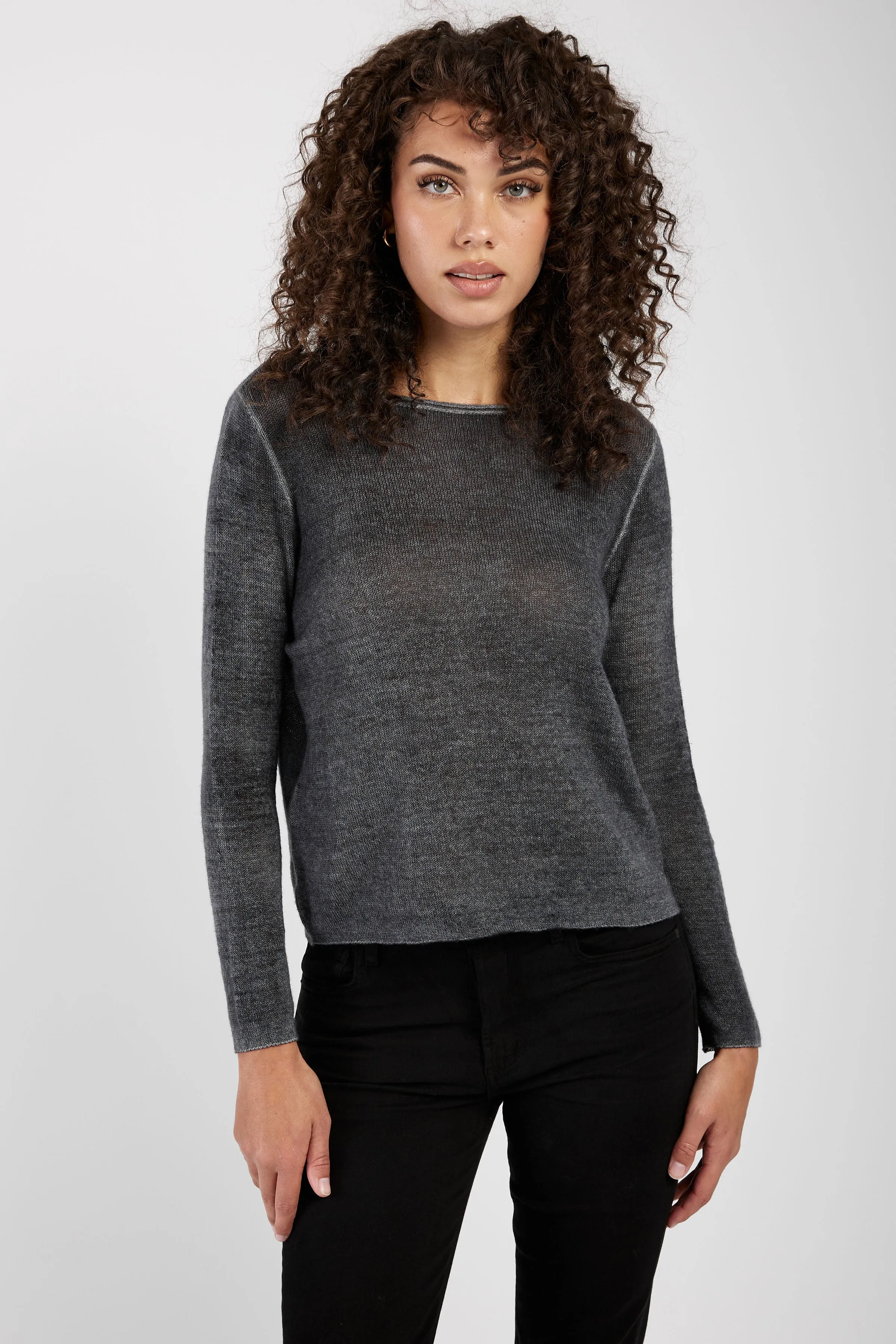 Off Gauge Cashmere Pullover Sweater in Ghiaccio