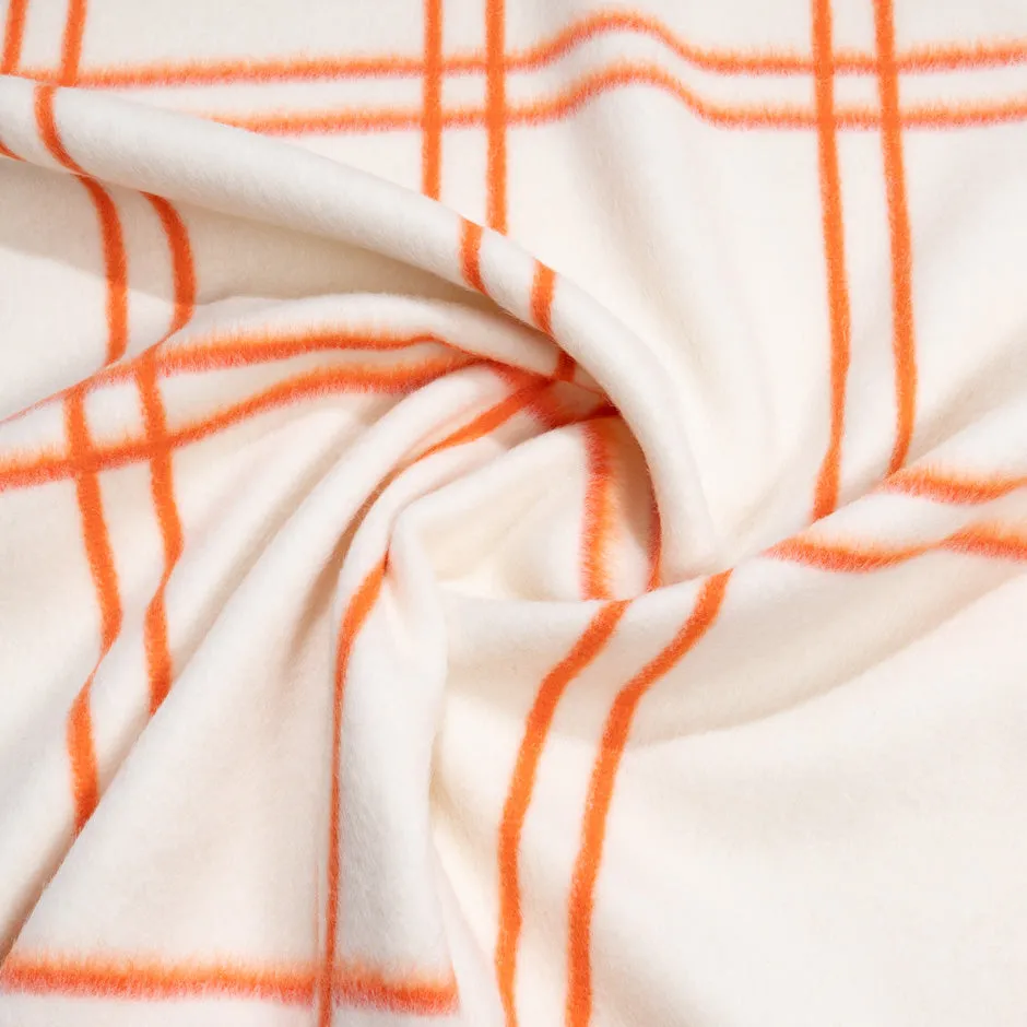 Orange Checkered Ivory Wool & Alpaca Blend