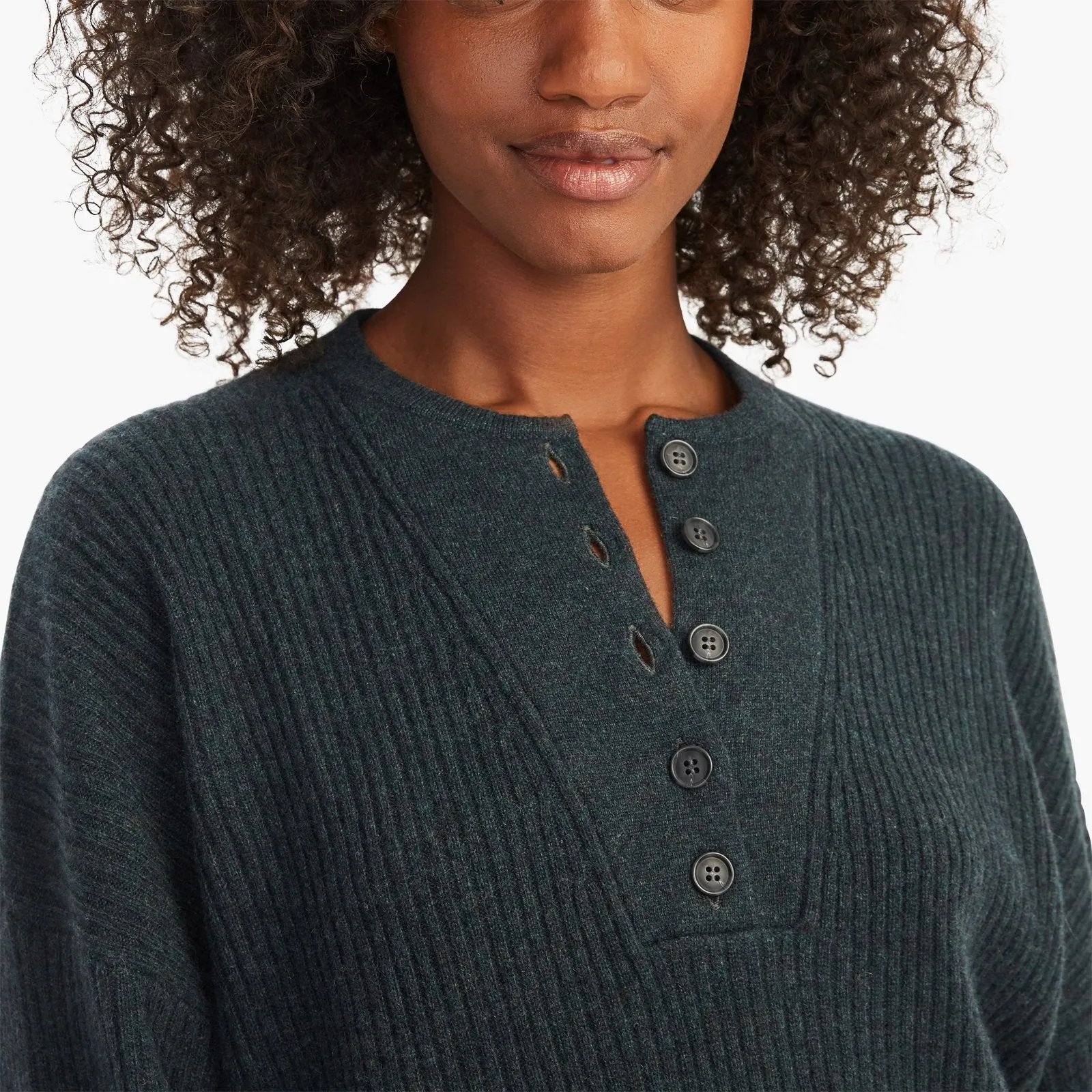 Recycled Cashmere Ribbed Henley