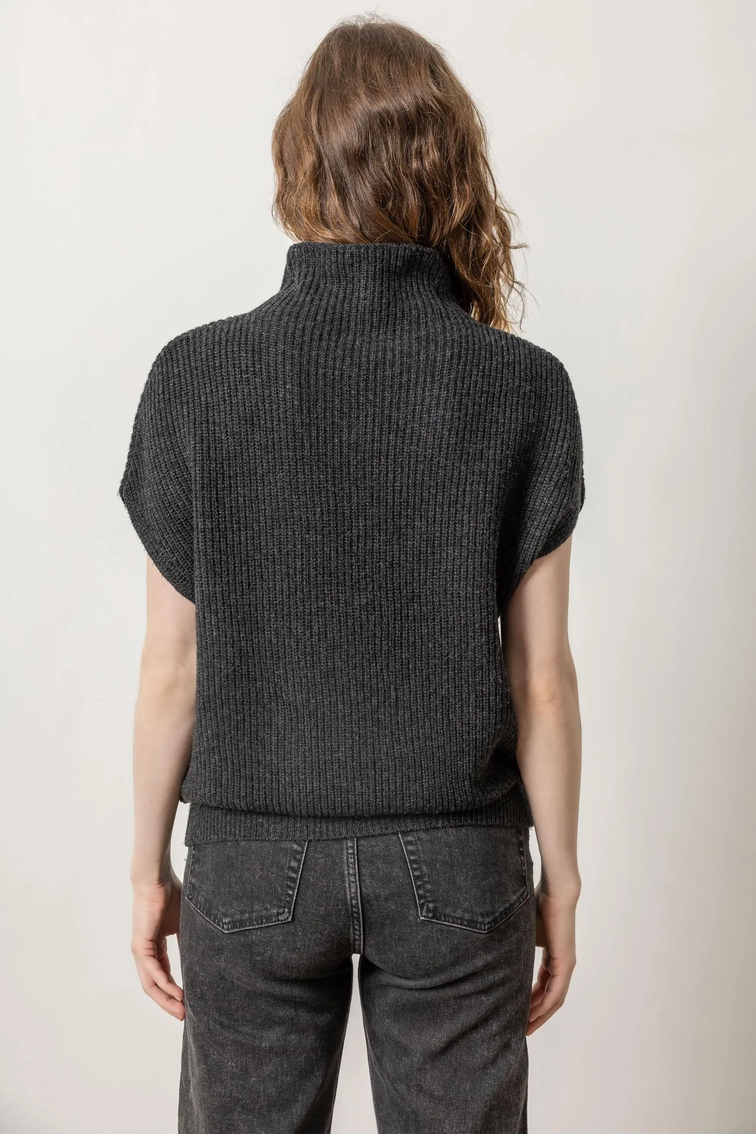 Ribbed Funnel Neck Sweater