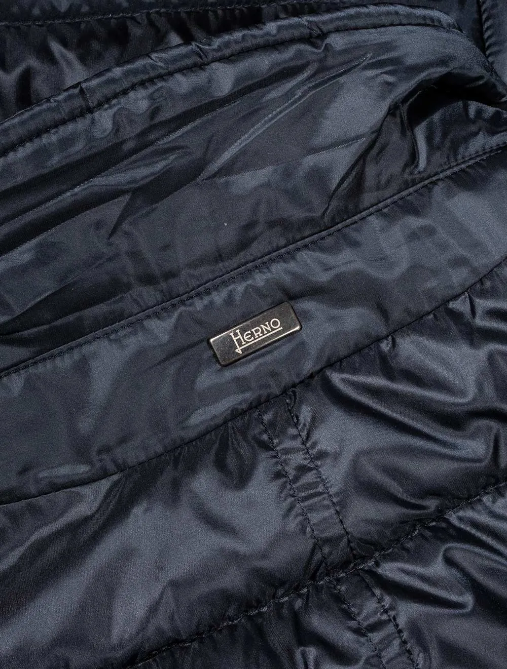 Storm Collar Quilted Jacket Navy