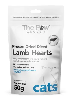 The Paw Grocer Freeze Dried Cat Treats Lamb Hearts 50g