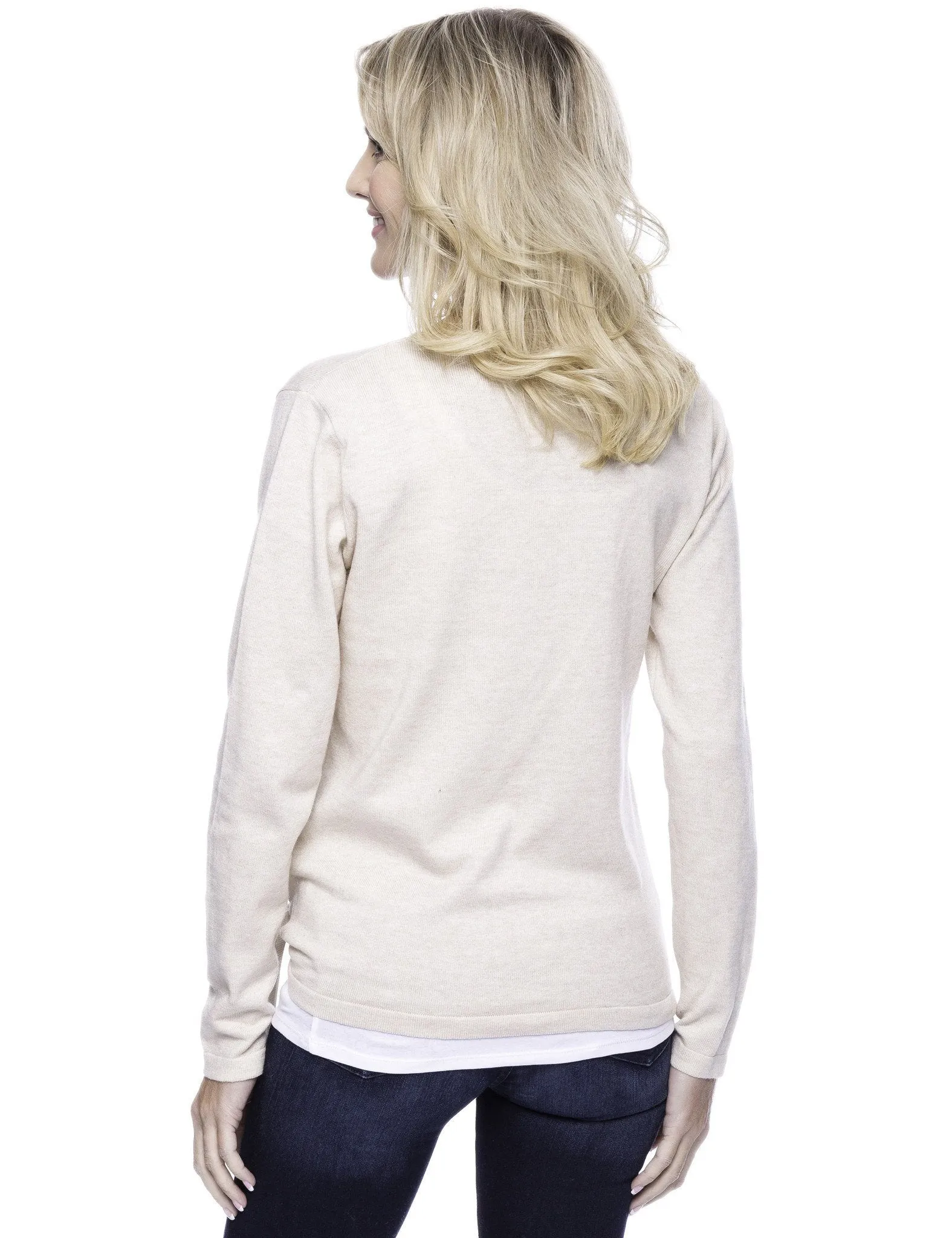 Tocco Reale Women's Cashmere Blend Bateau Neck Sweater with Hem Tie - Oatmeal