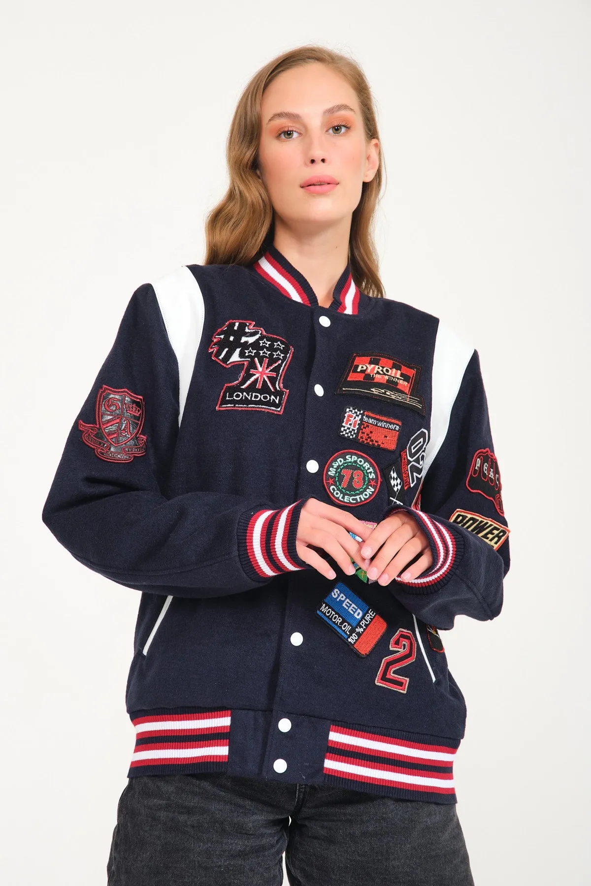 VINTAGE RAG VARSITY JACKET WITH MULTI PATCHES IN WOOL