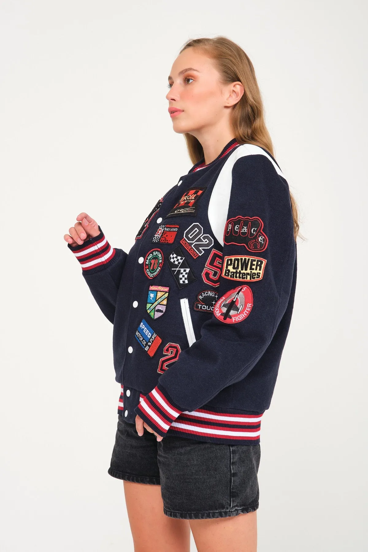 VINTAGE RAG VARSITY JACKET WITH MULTI PATCHES IN WOOL