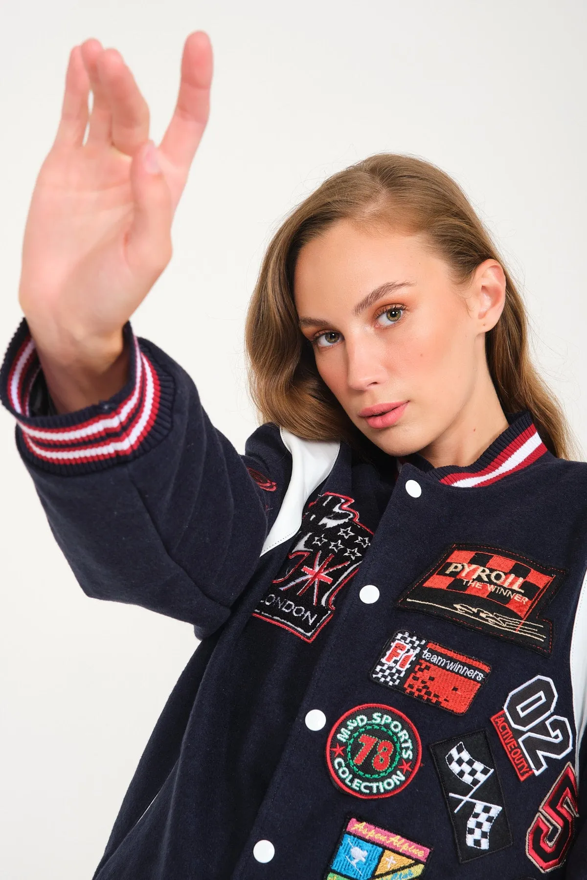 VINTAGE RAG VARSITY JACKET WITH MULTI PATCHES IN WOOL