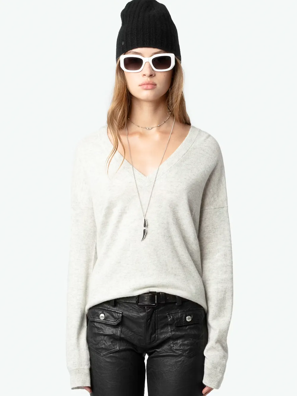 Vivi Patch Cashmere Jumper in Gris