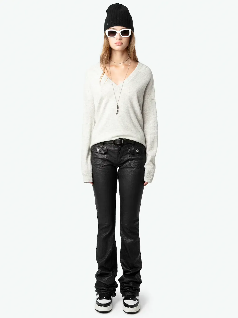 Vivi Patch Cashmere Jumper in Gris