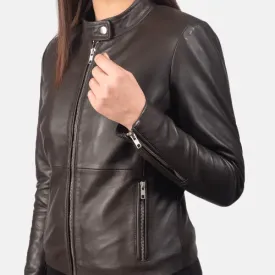 Womens Brown Leather Biker Jacket