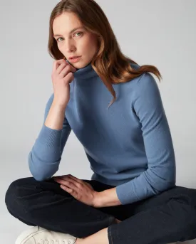 Women's Luna Turtle Neck Cashmere Sweater Alpine Blue