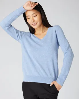 Women's Phoebe V Neck Cashmere Sweater Cornflower Blue