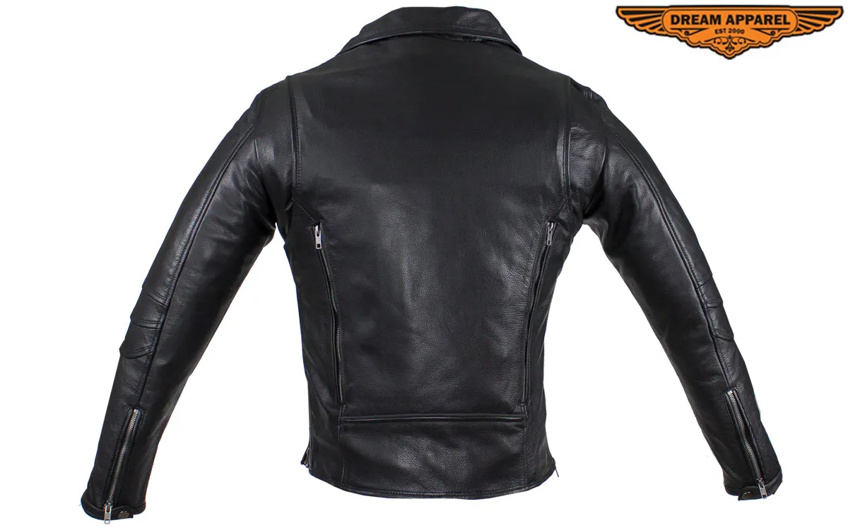 Women's Pleated Concealed Carry Leather Jacket