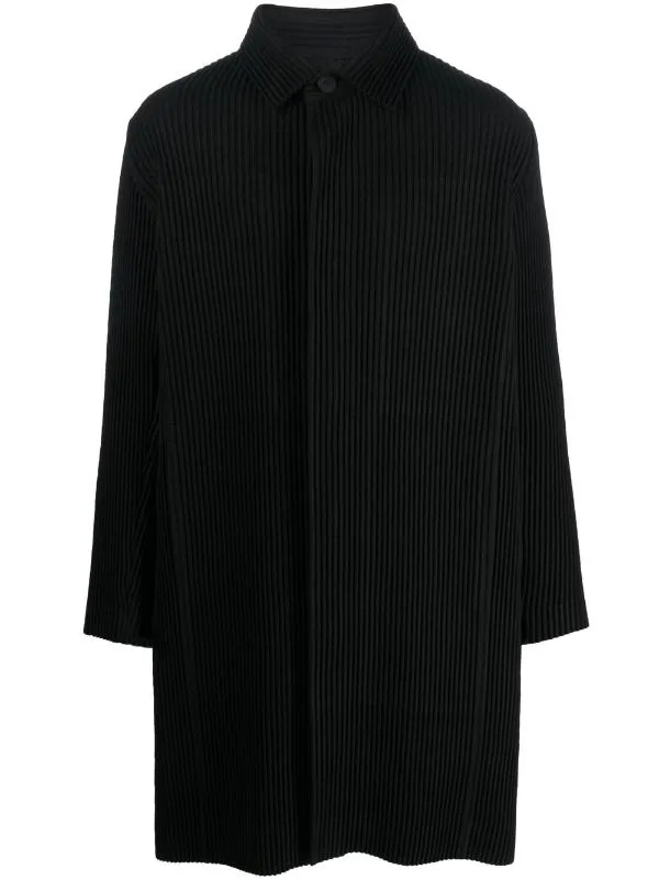 Wool Pleats Coat - Black